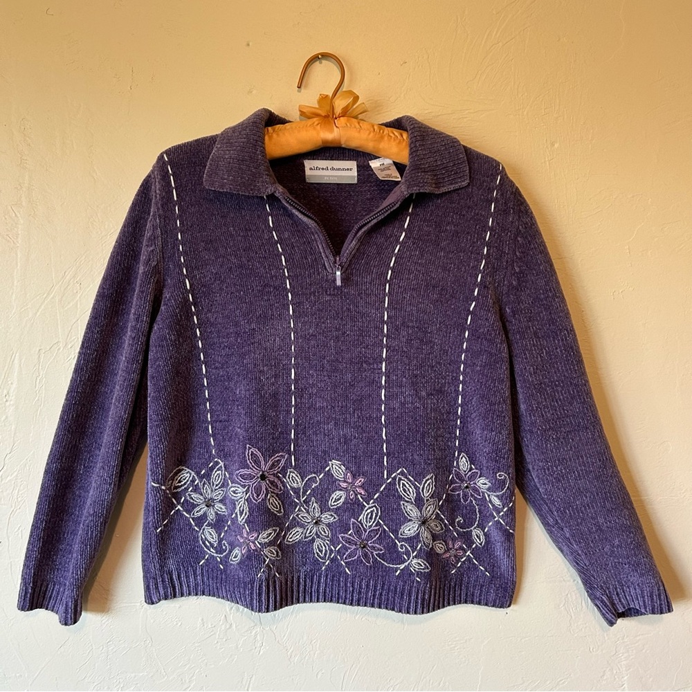 Grandmacore purple pullover floral sweater jumper from Alfred Dunner💜